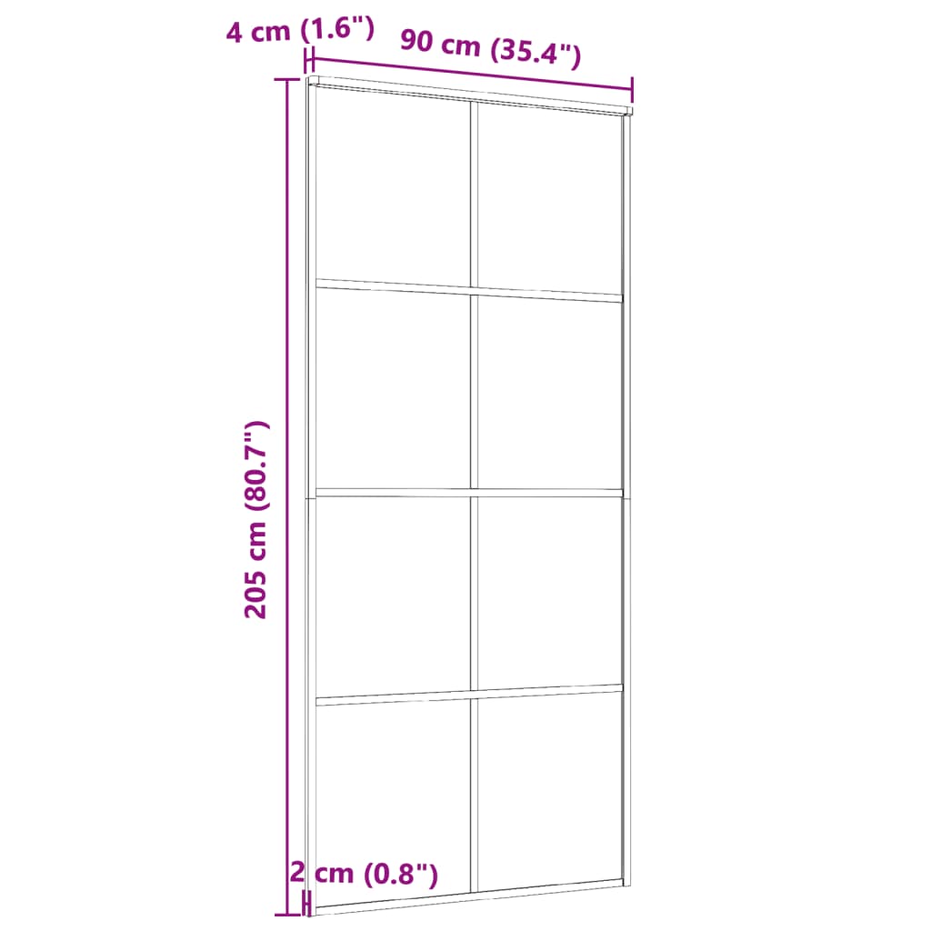 Stumdomos durys, juodos, 90x205cm, aliuminis ir ESG stiklas