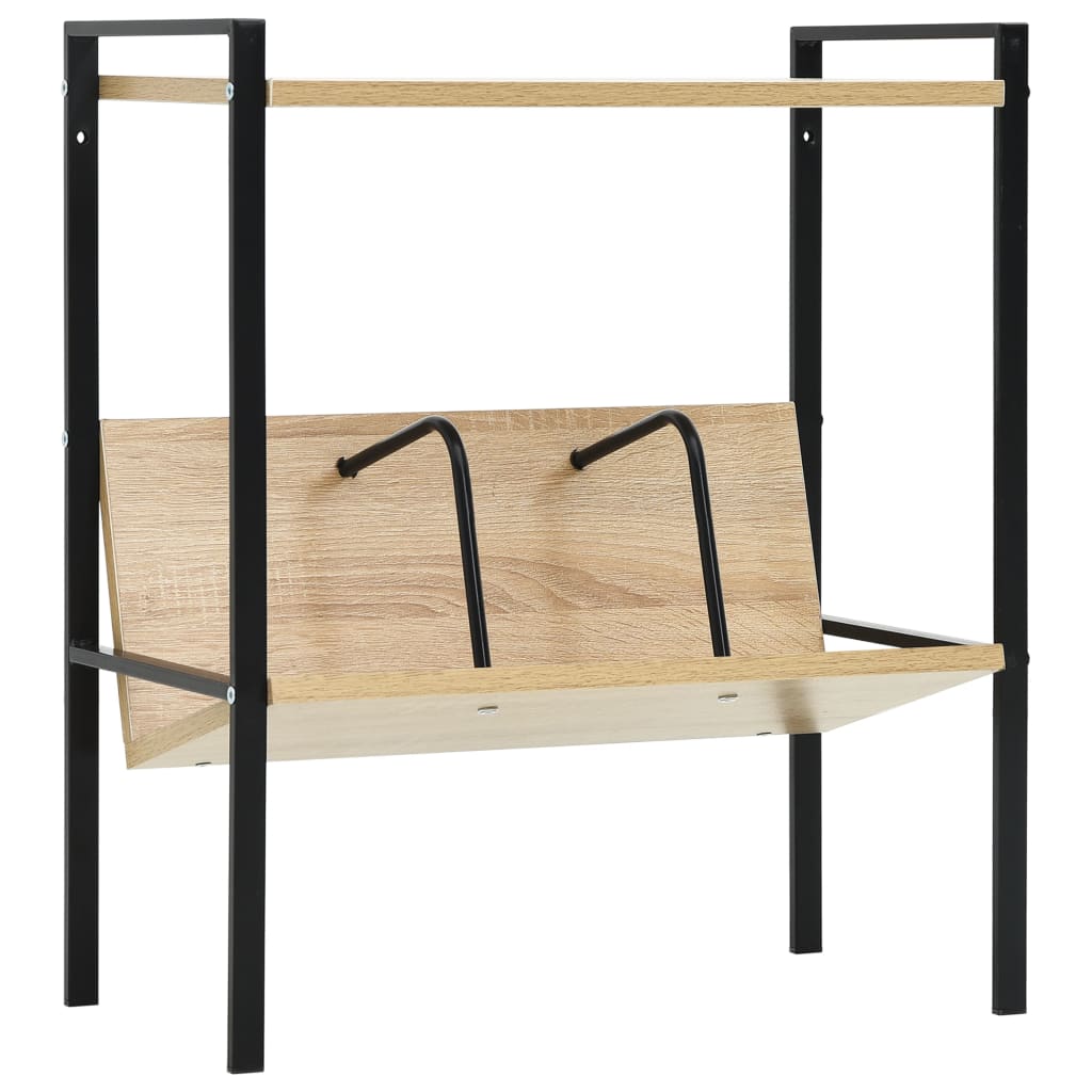 Bookcase, 2-tier, black/oak, 52x28x59cm, wood
