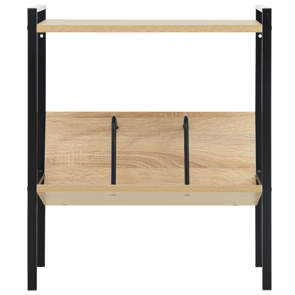 Bookcase, 2-tier, black/oak, 52x28x59cm, wood