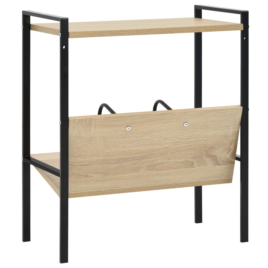 Bookcase, 2-tier, black/oak, 52x28x59cm, wood