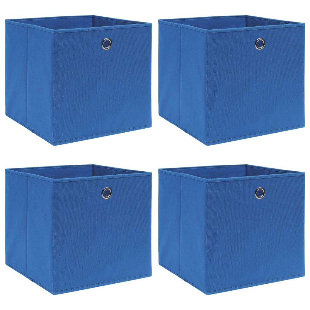 Storage boxes, 4 pcs., blue, 32x32x32cm, fabric