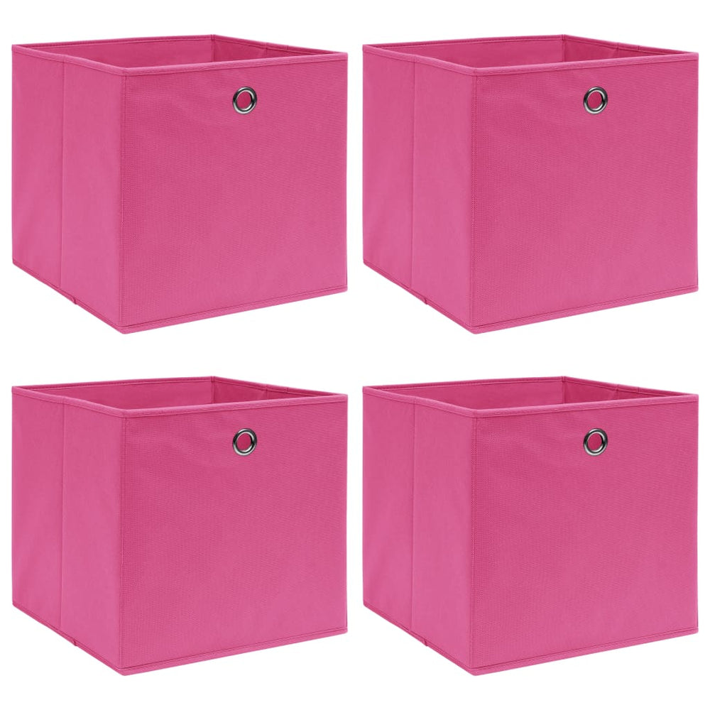 Storage boxes, 4 pcs, pink, 32x32x32cm, fabric