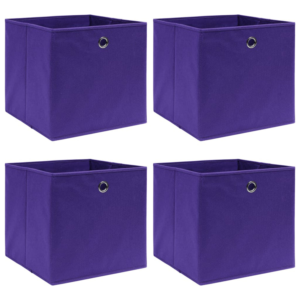 Storage boxes, 4 pcs., violet, 32x32x32cm, fabric