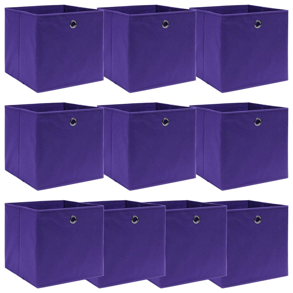Storage boxes, 10 pcs, violet, 32x32x32cm, fabric