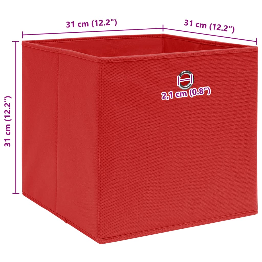 Storage boxes, 4 pcs., red, 32x32x32cm, fabric