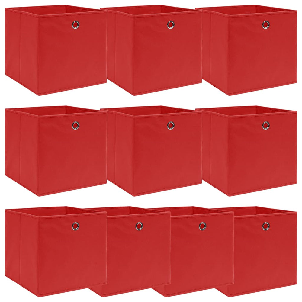 Storage boxes, 10 pcs., red, 32x32x32cm, fabric