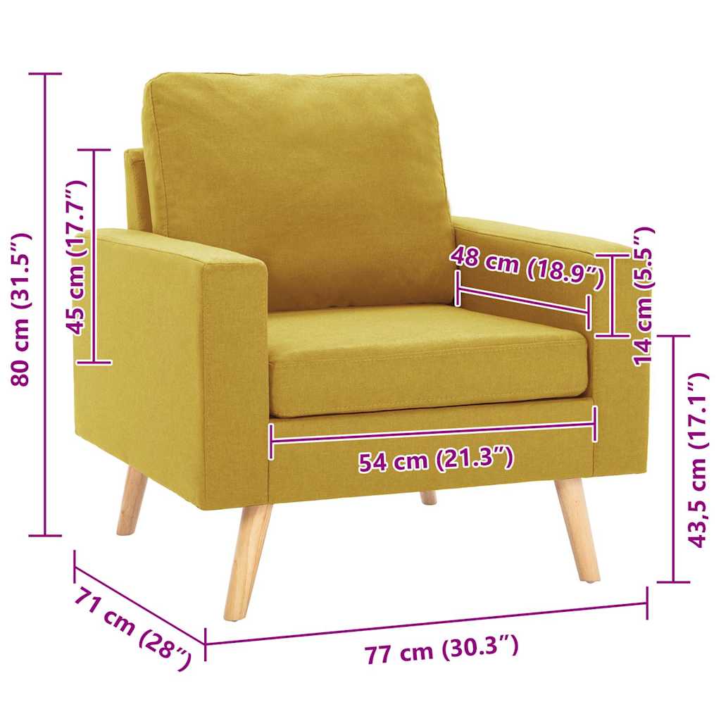 Krēsls, dzeltenā krāsā, audums
