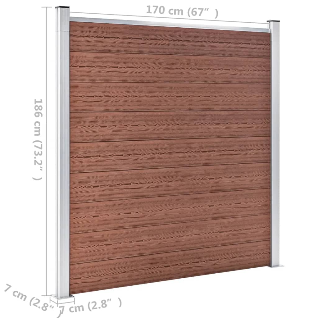 Garden fence, brown, 526x186cm, WPC (49066+2x49068)