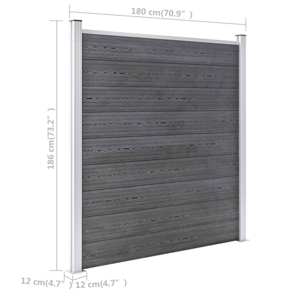 Garden fence, grey, 526x186cm, WPC