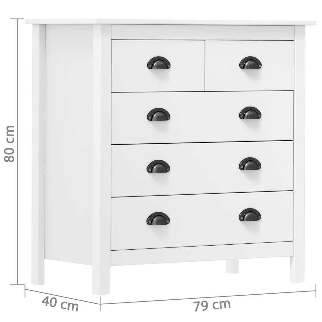 Sideboard Hill, white, 79x40x80cm, solid pine