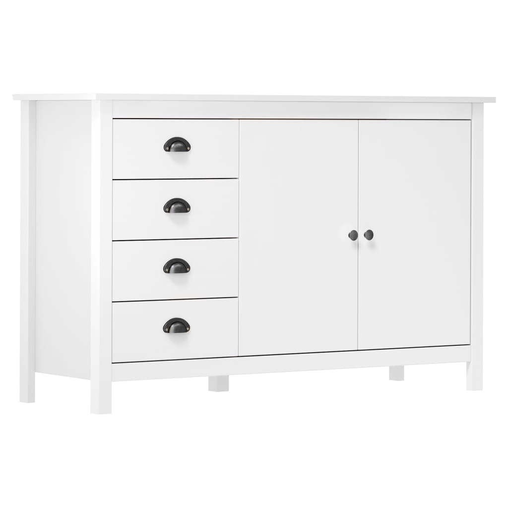 Sideboard Hill, white, 130x40x80cm, solid pine
