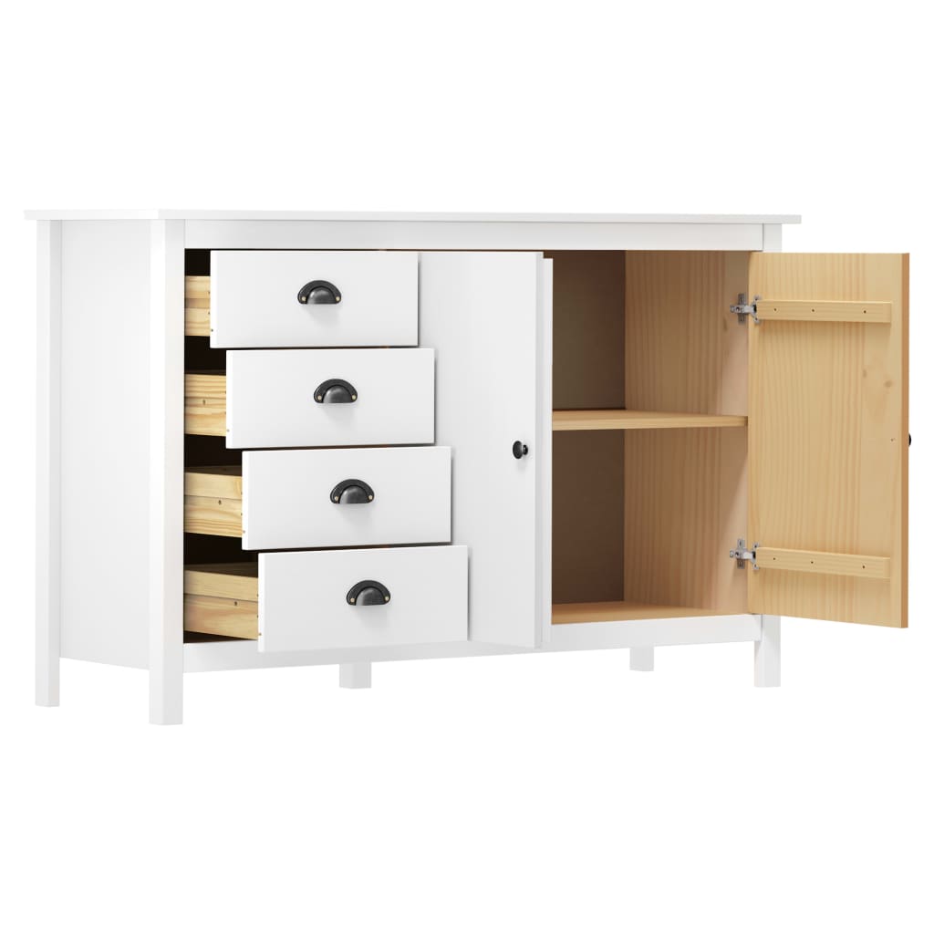 Sideboard Hill, white, 130x40x80cm, solid pine