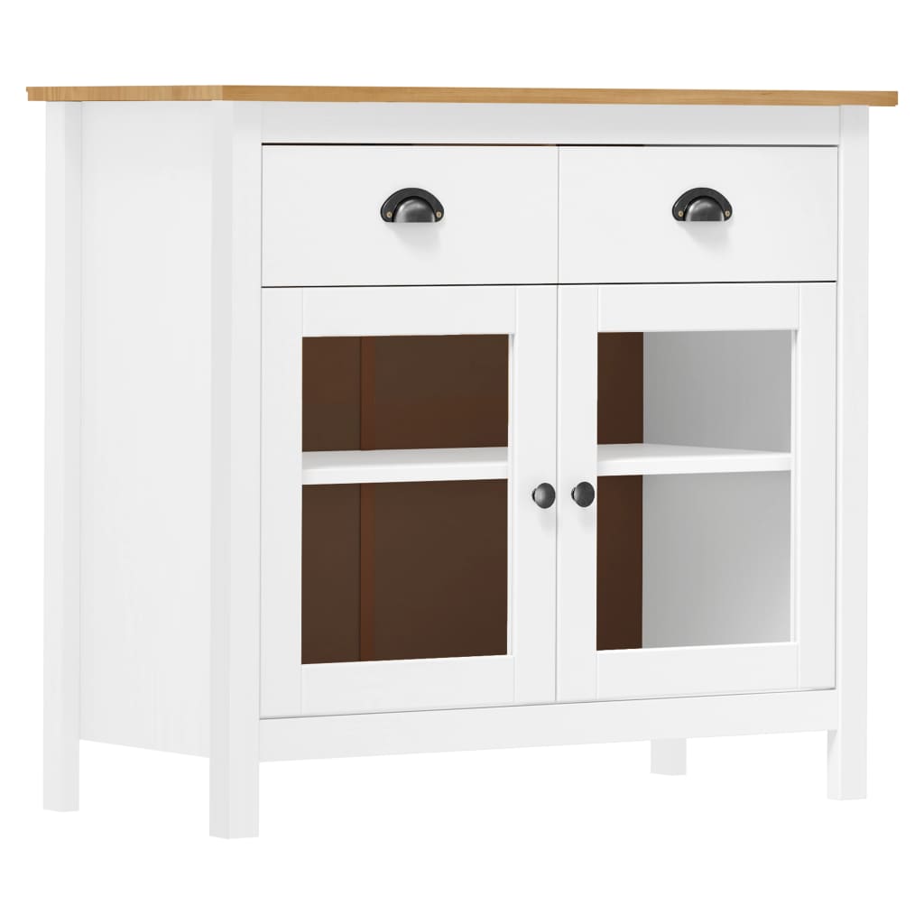 Sideboard Hill, white, 90x40x80cm, solid pine
