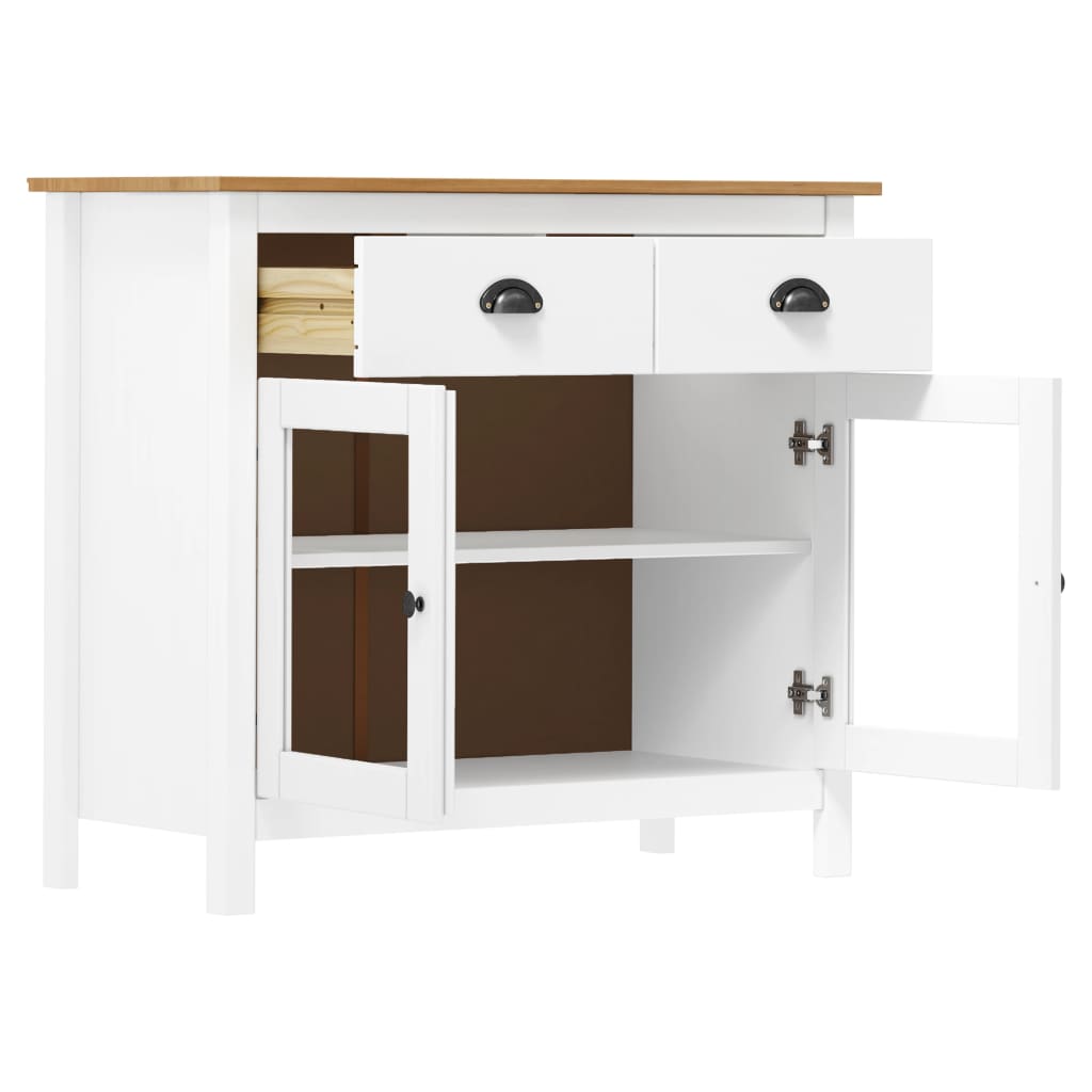 Sideboard Hill, white, 90x40x80cm, solid pine