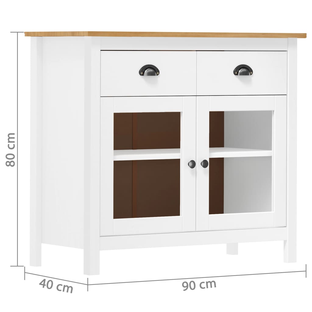 Sideboard Hill, white, 90x40x80cm, solid pine