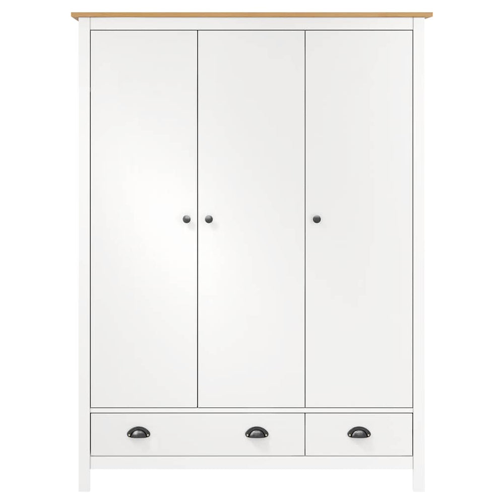 Wardrobe Hill, white, 127x50x170cm, pine, 3-door
