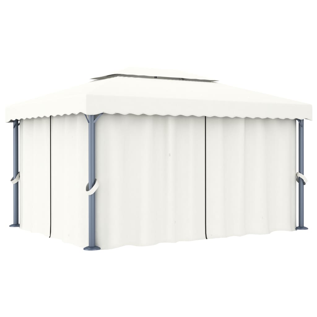 Pavėsinė su užuolaidomis YARROW, balta, 4x3m