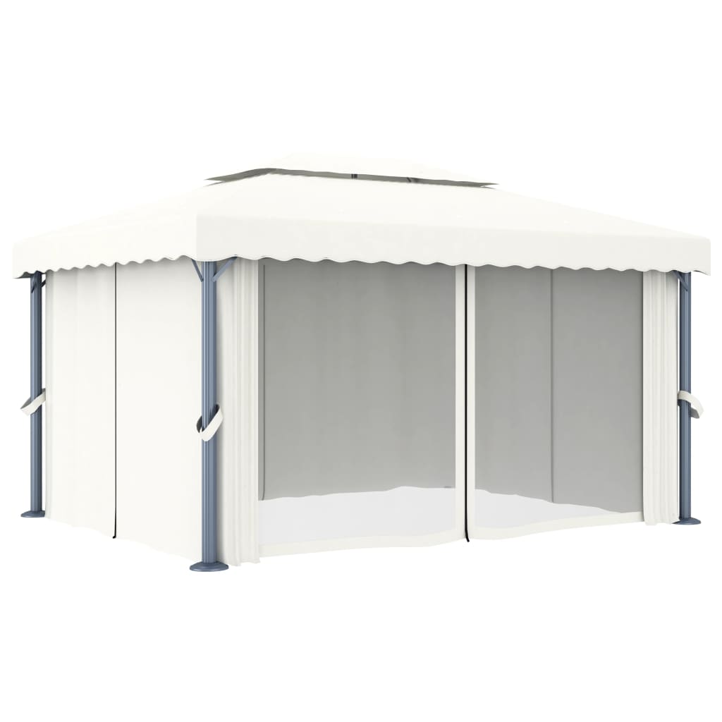 Pavėsinė su užuolaidomis YARROW, balta, 4x3m
