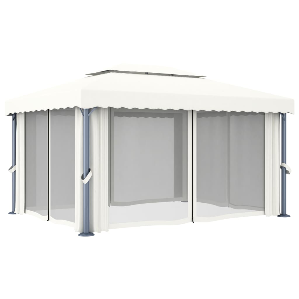 Pavėsinė su užuolaidomis YARROW, balta, 4x3m