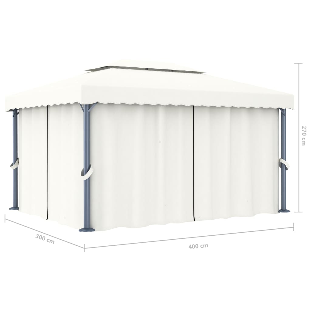 Pavėsinė su užuolaidomis YARROW, balta, 4x3m