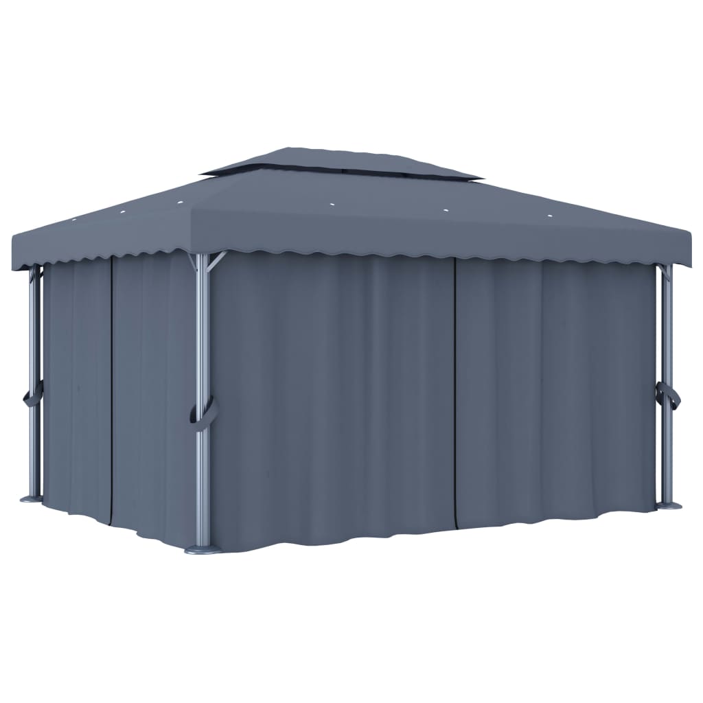Gazebo with curtains YARROW, anthracite, 4x3m
