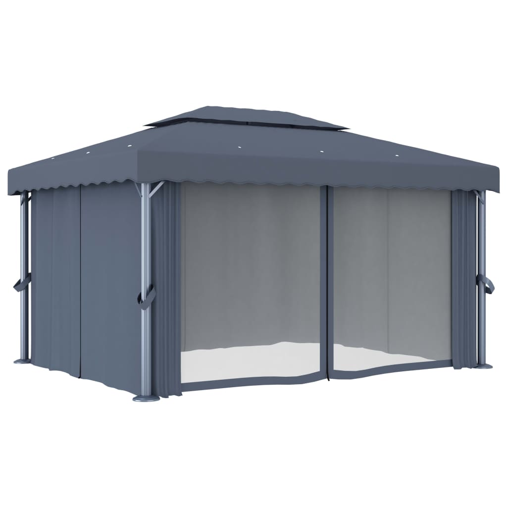 Gazebo with curtains YARROW, anthracite, 4x3m