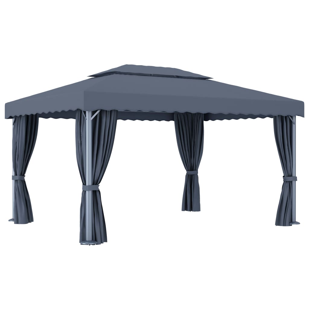 Gazebo with curtains YARROW, anthracite, 4x3m