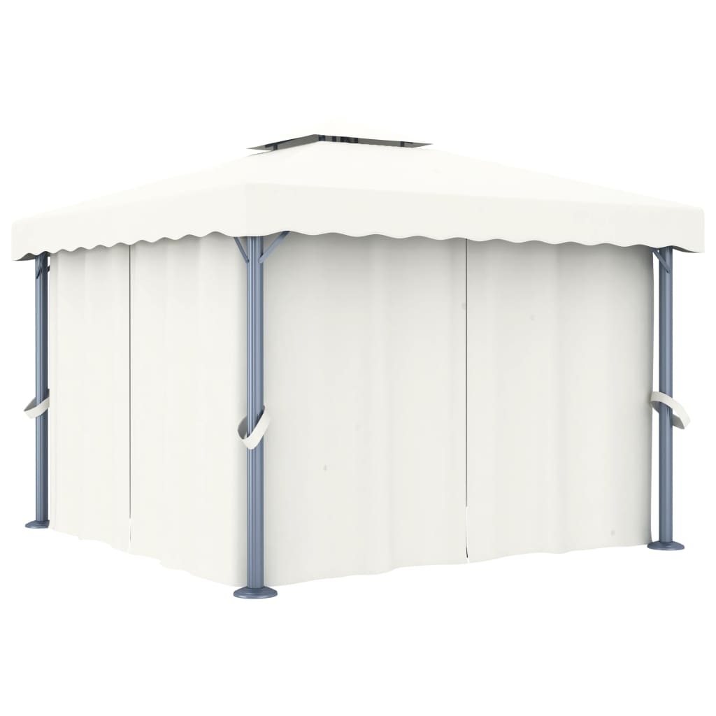 Lapene ar aizkariem YARROW, krēmkrāsa, 3x3m