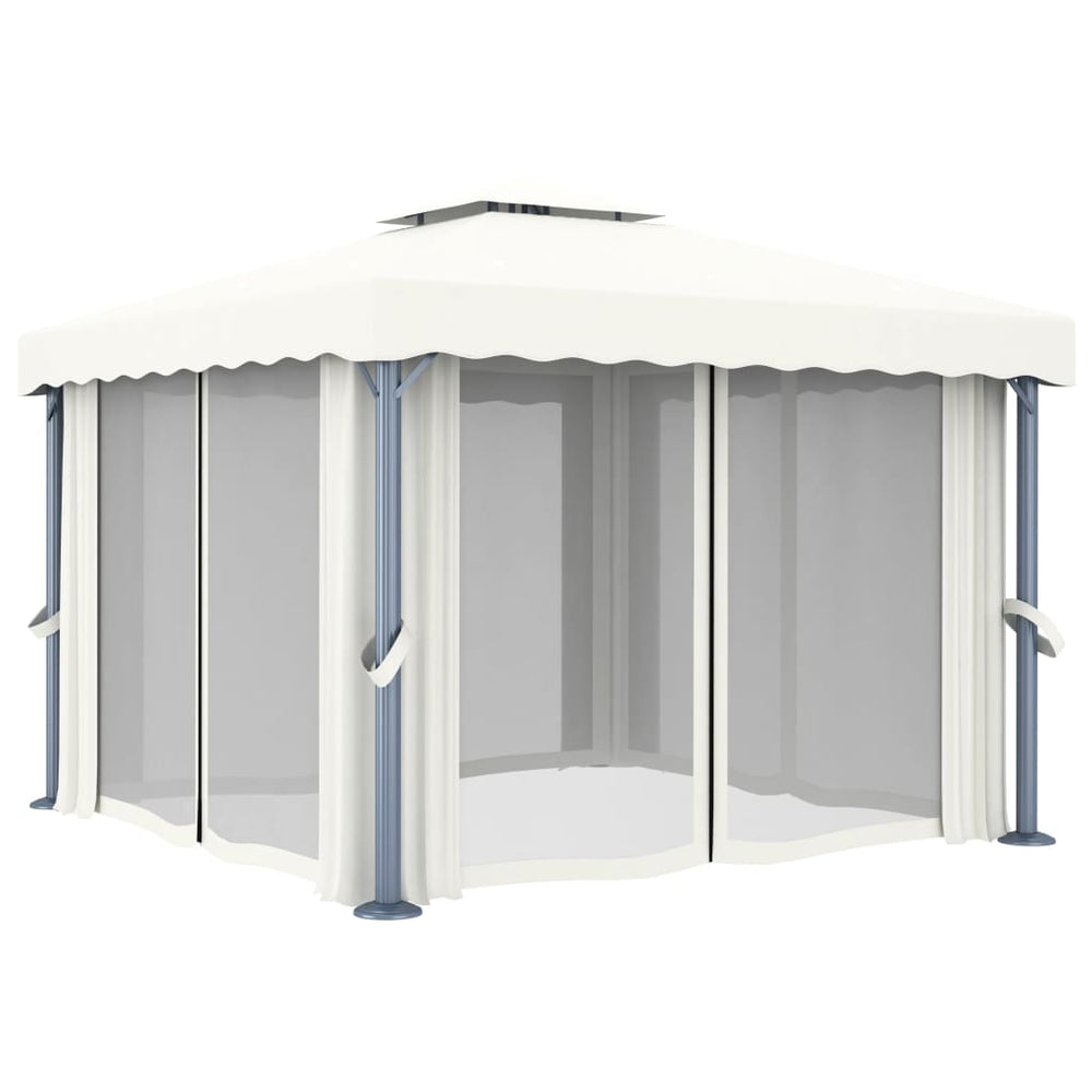 Gazebo with curtains YARROW, cream, 3x3m