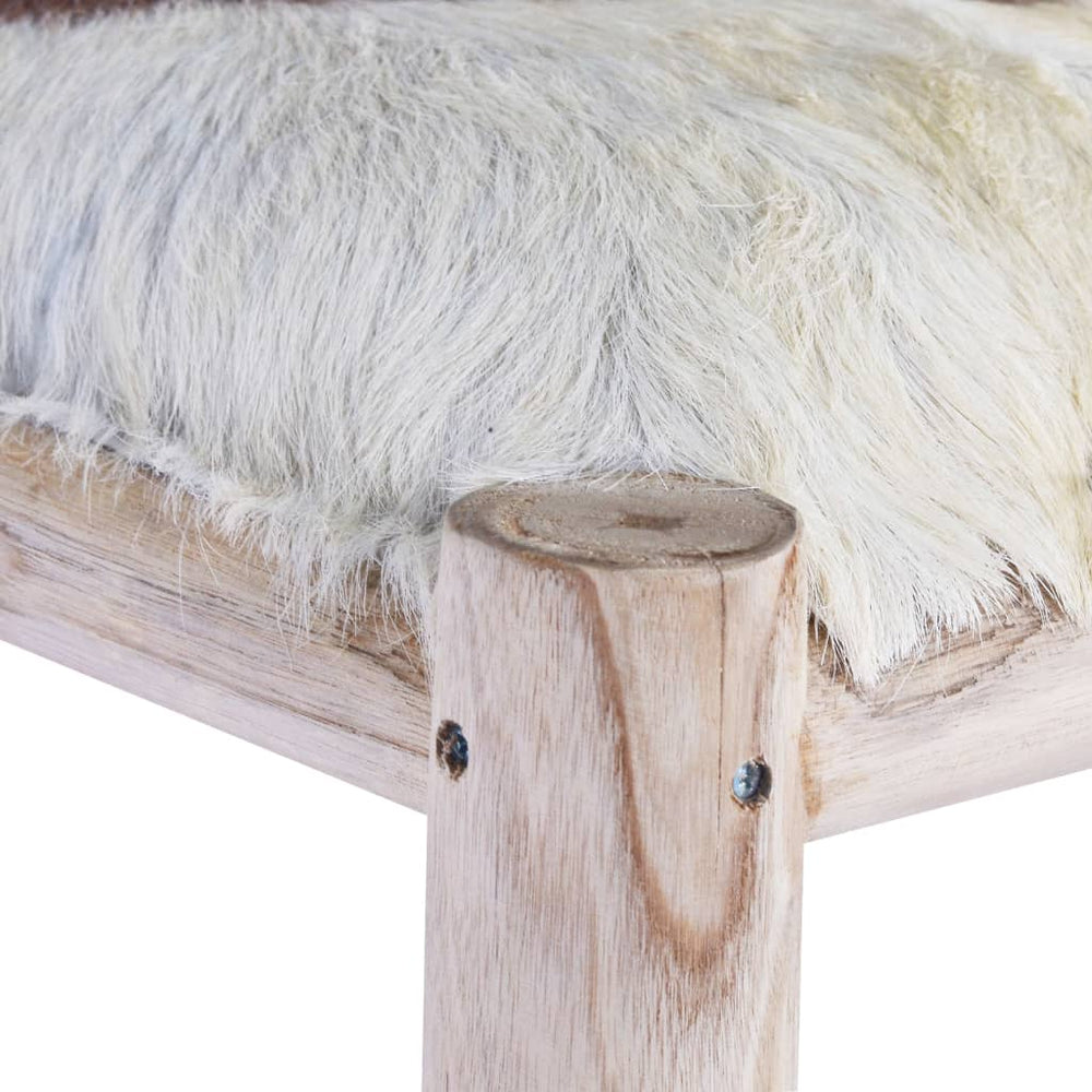Bar stool, real goat leather and solid teak wood