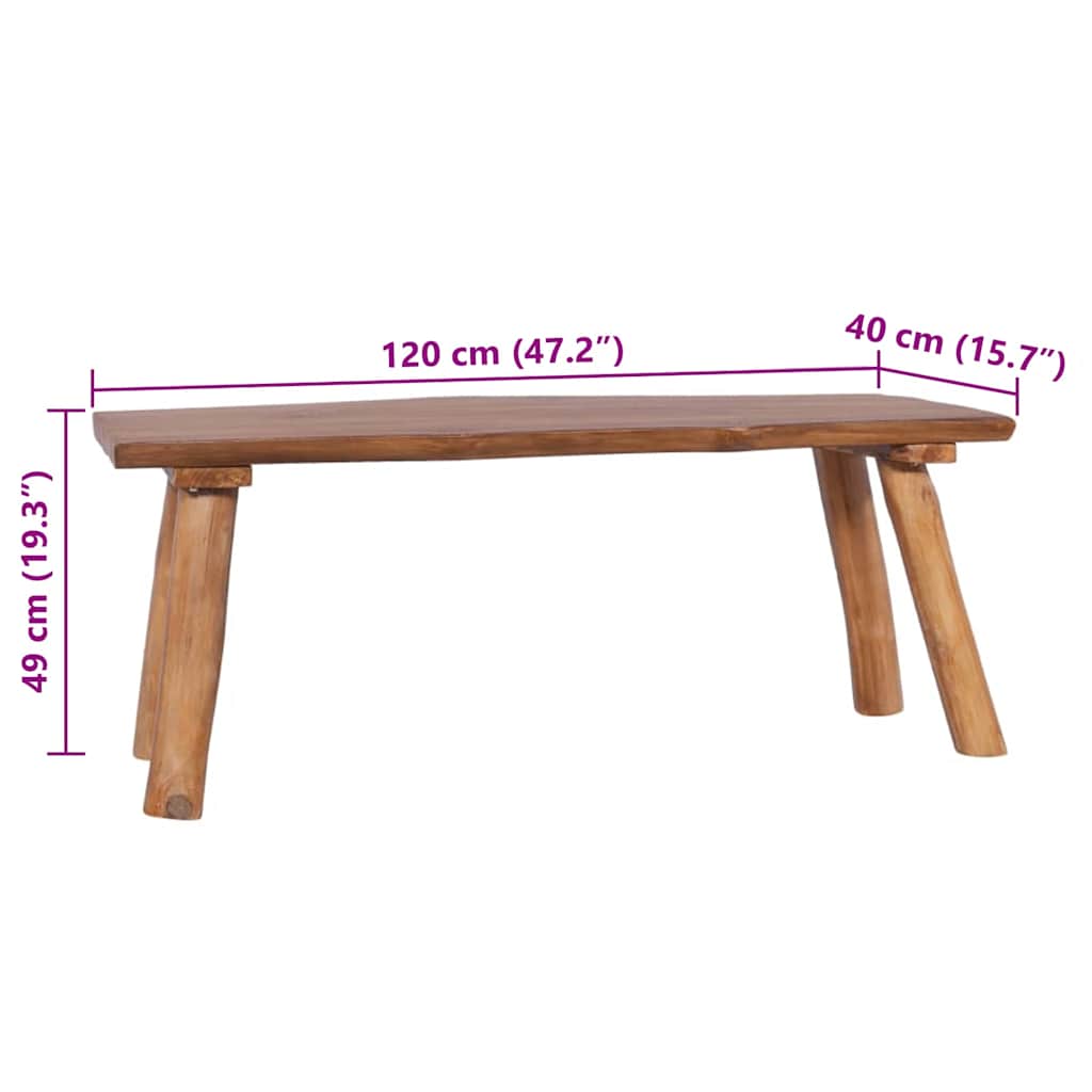 Garden bench, 120cm, solid teak wood
