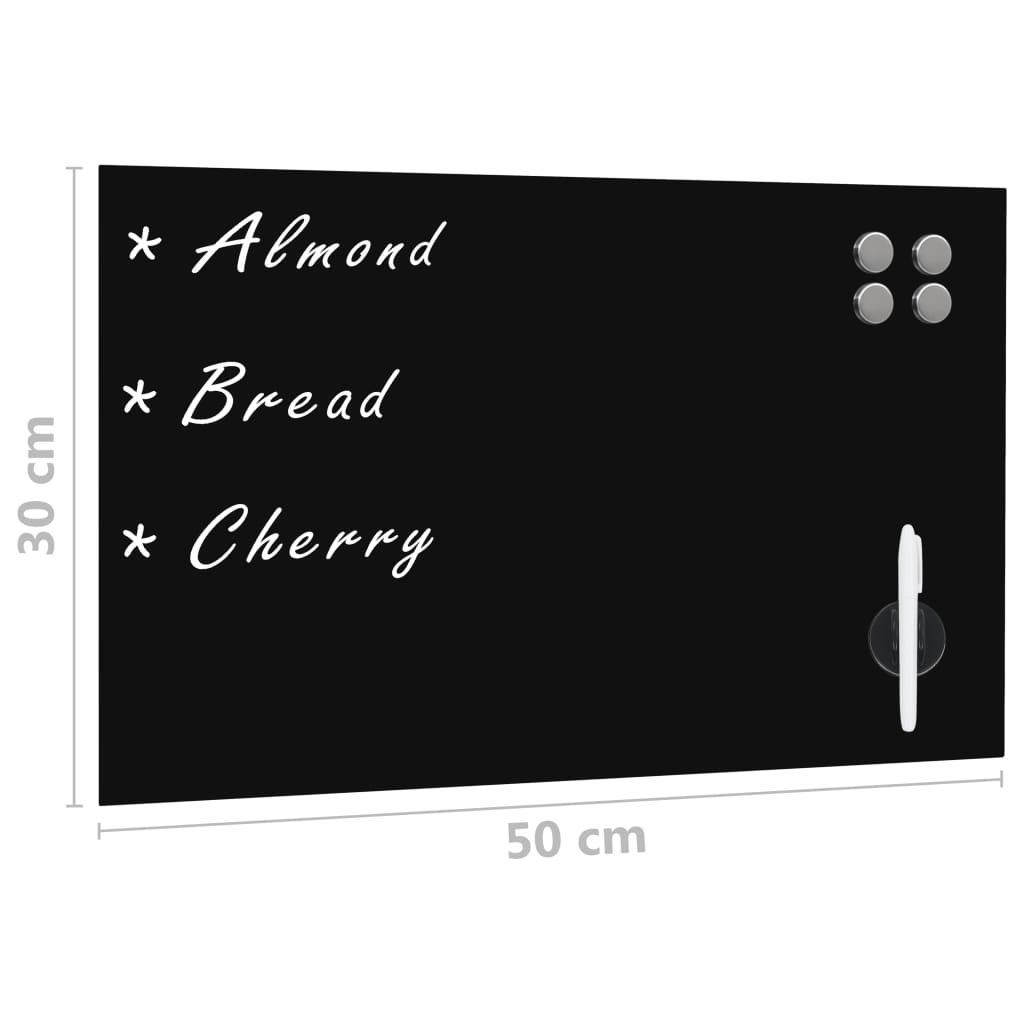 Wall-mounted magnetic board, 50x30cm, glass