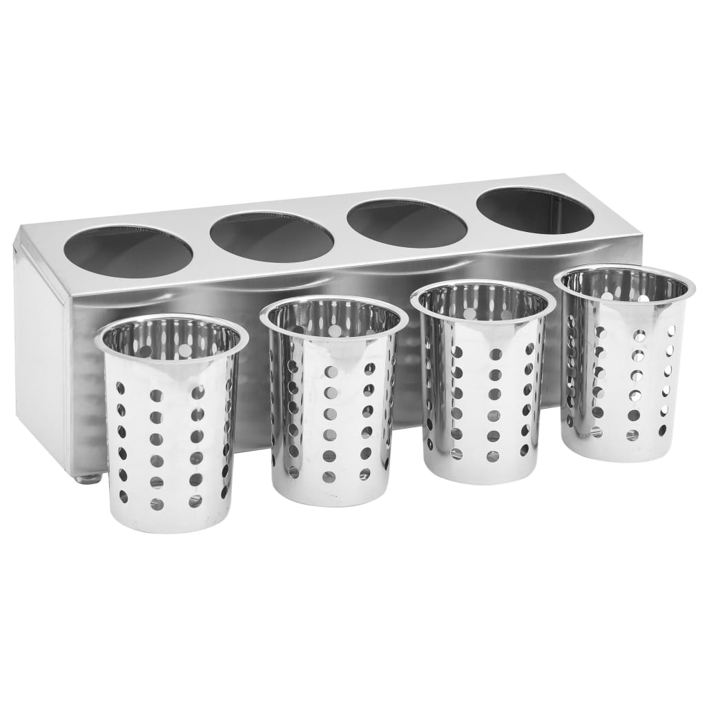 Cutlery holder, 4 compartments, stainless steel