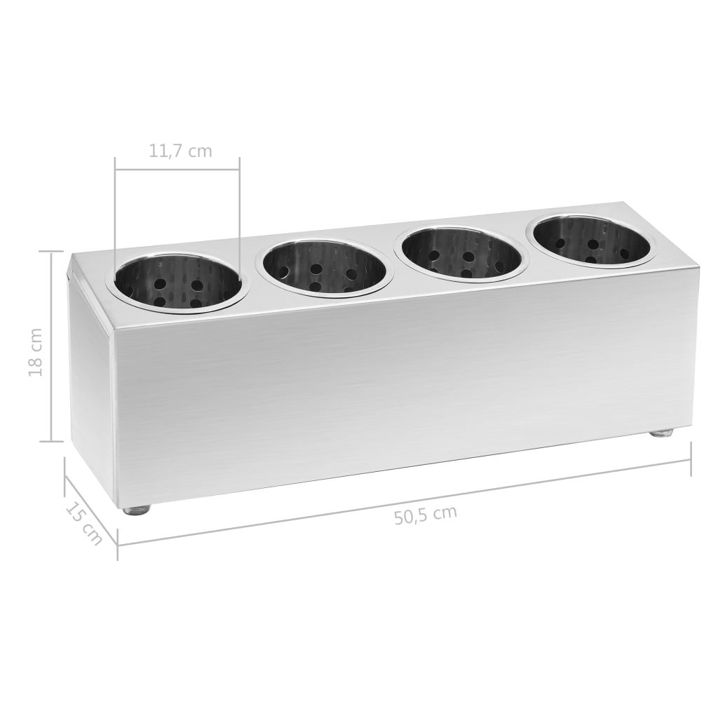 Cutlery holder, 4 compartments, stainless steel