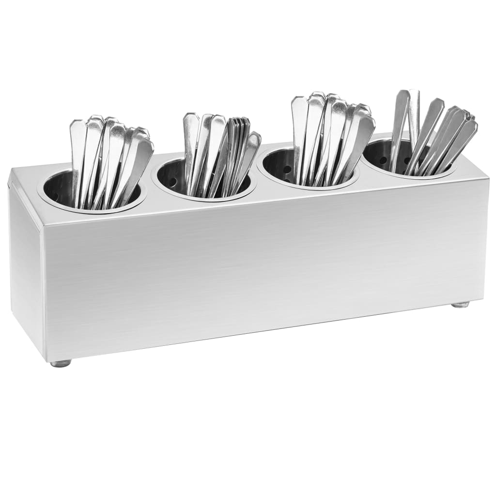 Cutlery holder, 4 compartments, stainless steel