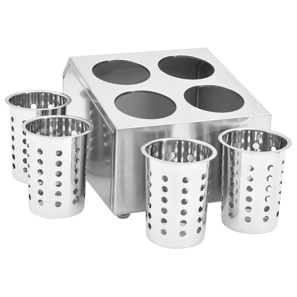 Cutlery holder, 4 compartments, stainless steel