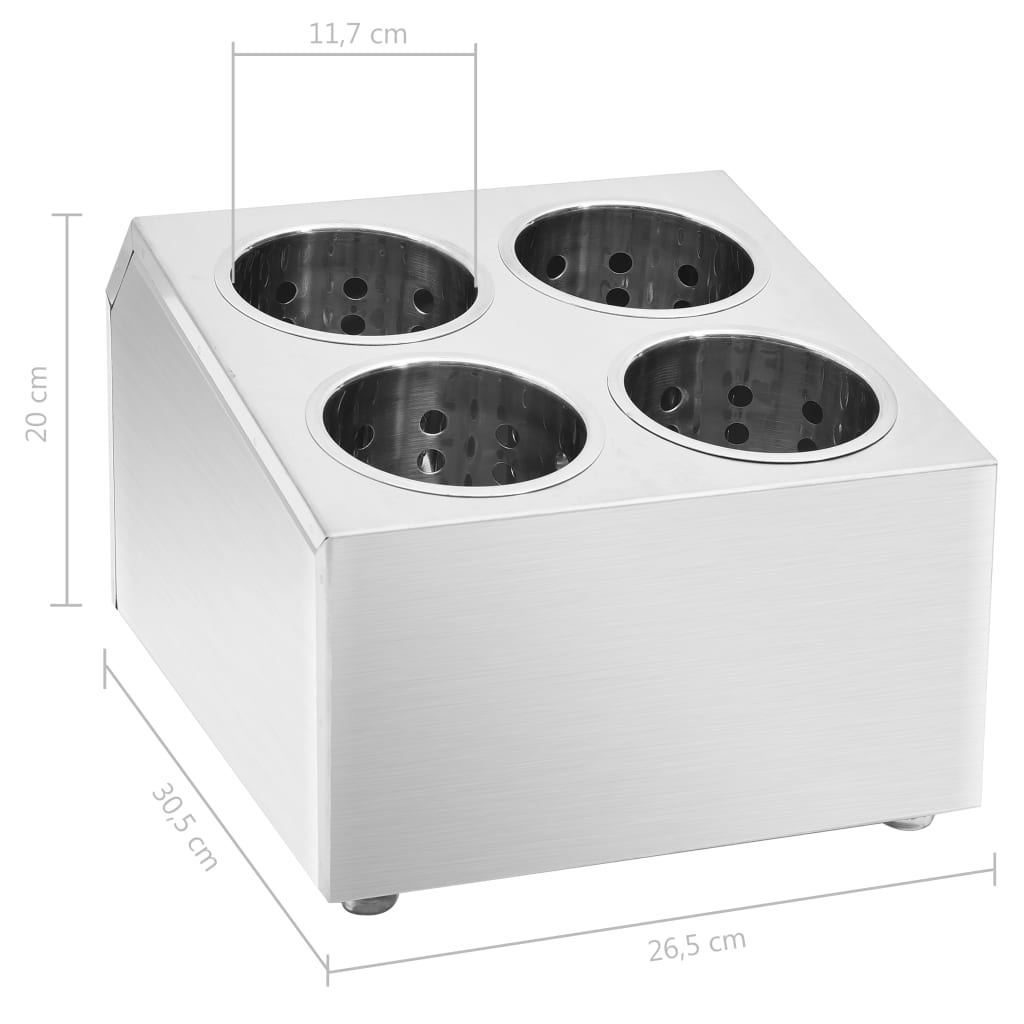 Cutlery holder, 4 compartments, stainless steel
