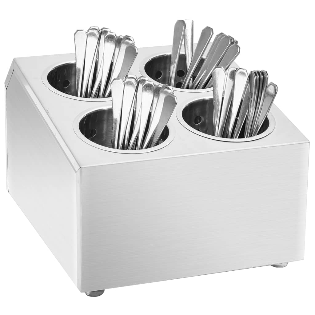 Cutlery holder, 4 compartments, stainless steel