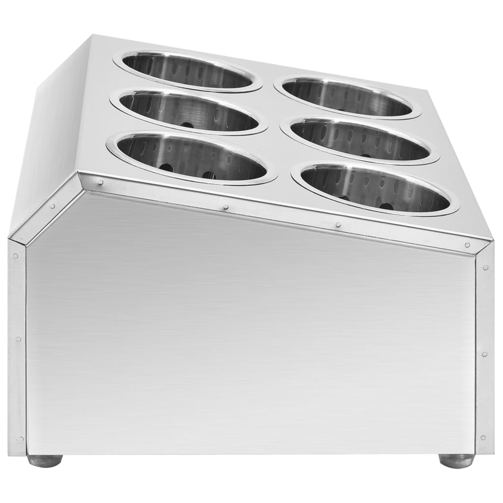 Cutlery holder, 6 sections, stainless steel