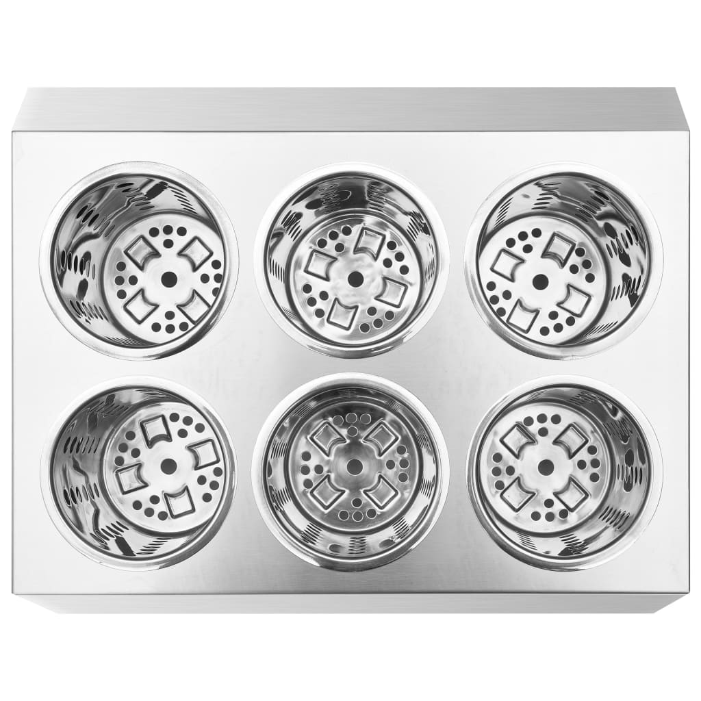 Cutlery holder, 6 sections, stainless steel