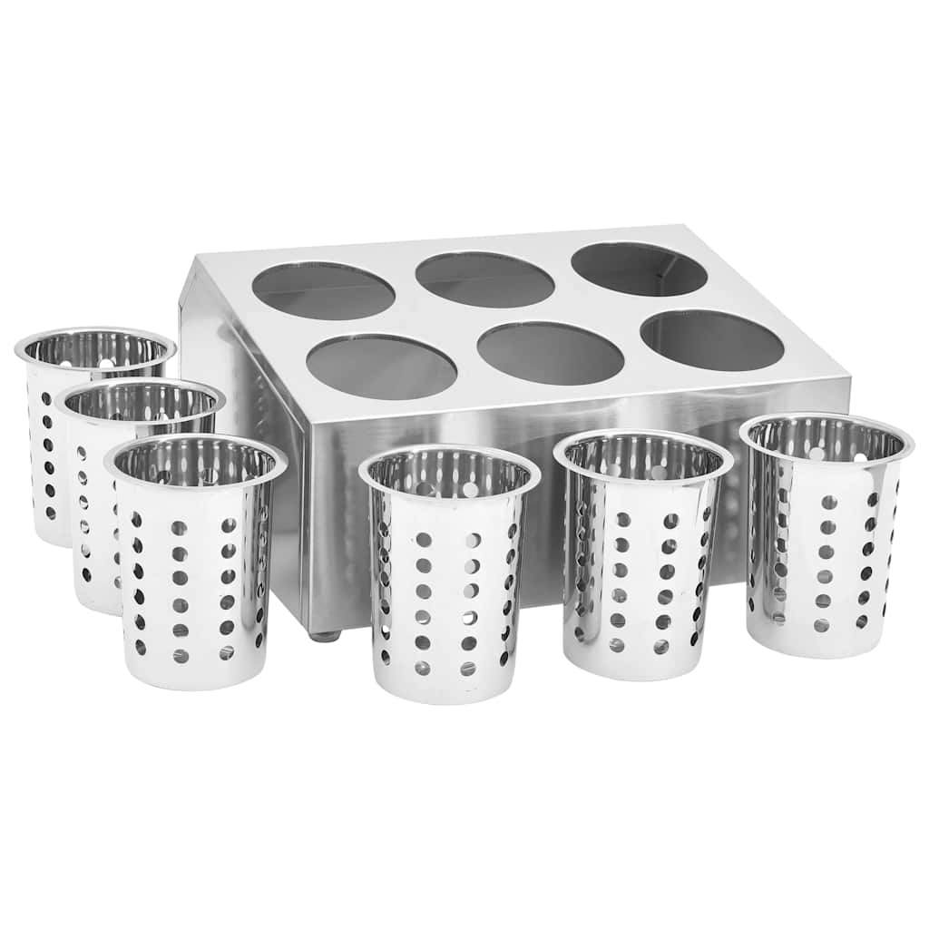 Cutlery holder, 6 sections, stainless steel