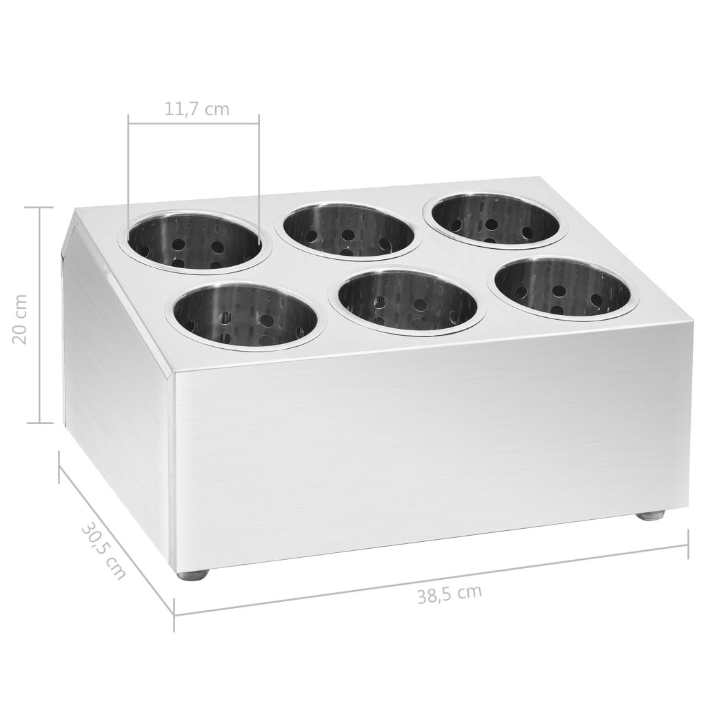 Cutlery holder, 6 sections, stainless steel