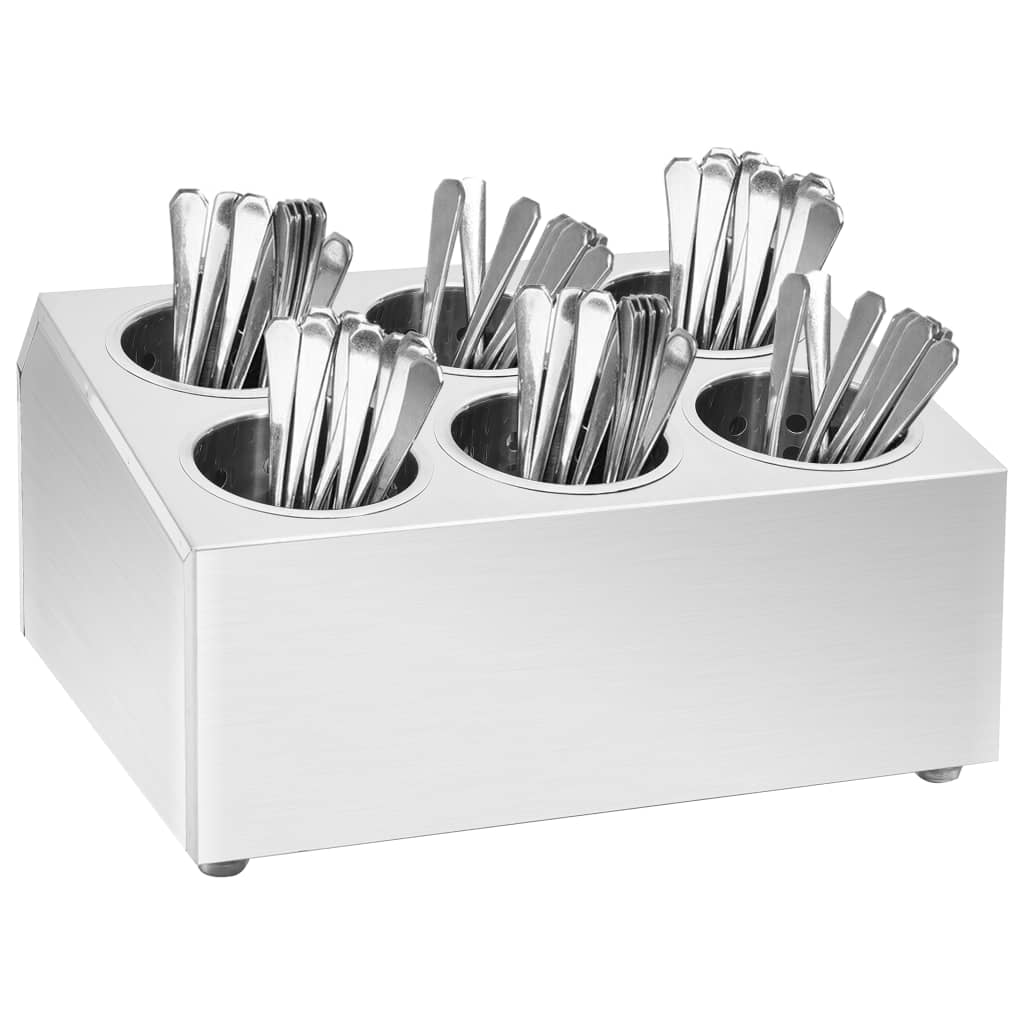 Cutlery holder, 6 sections, stainless steel