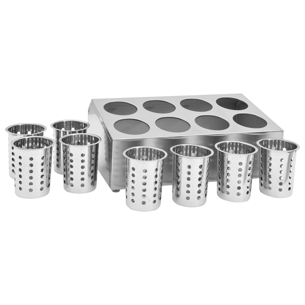Cutlery holder, 8 compartments, stainless steel
