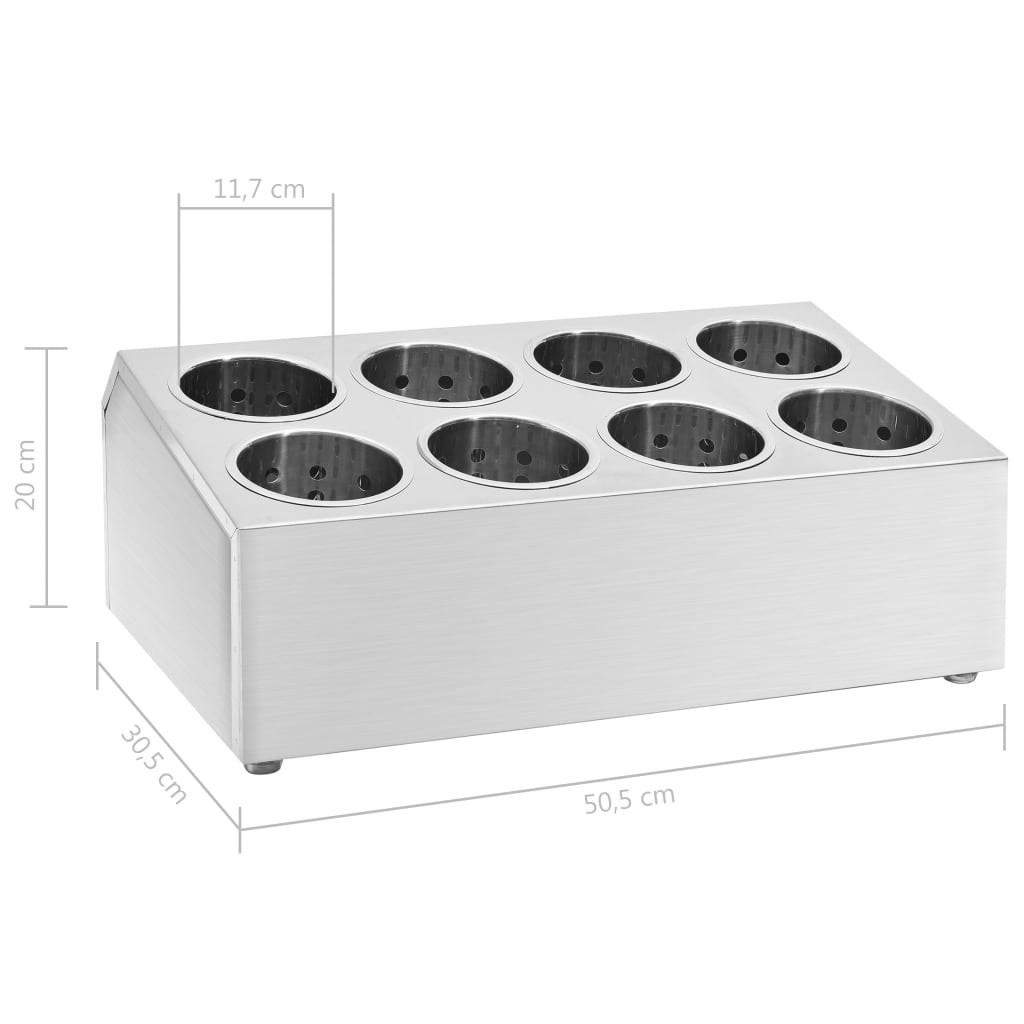Cutlery holder, 8 compartments, stainless steel