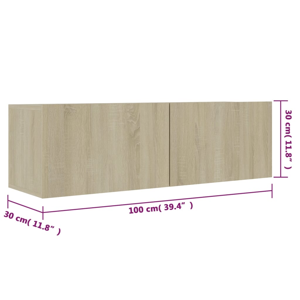 TV cabinet, oak, 100x30x30cm, treated wood