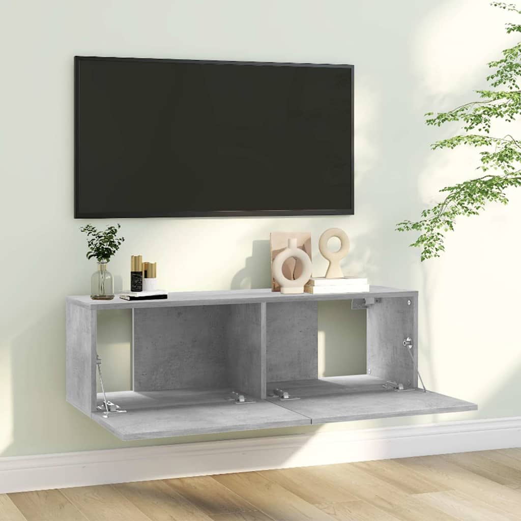 Televizoriaus spintelė, betono, 100x30x30cm, apdirbta mediena