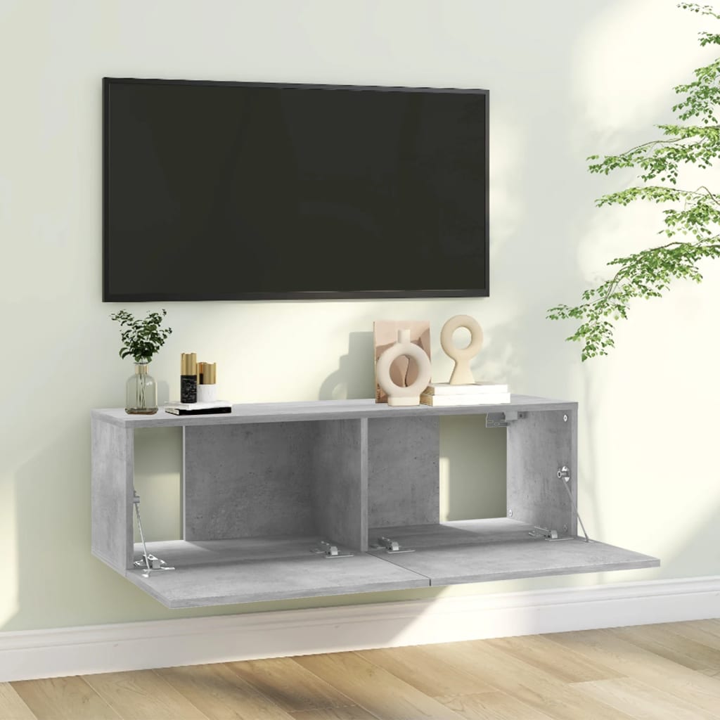 Televizora skapītis, betons, 100x30x30cm, apstrādāta koksne