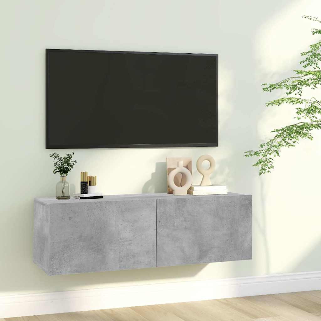 Televizora skapītis, betons, 100x30x30cm, apstrādāta koksne