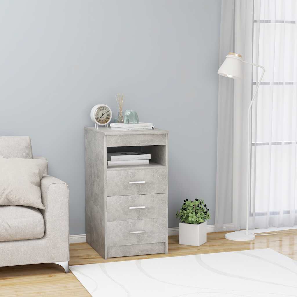 Cabinet with drawers, concrete gray, 40x50x76cm, wood